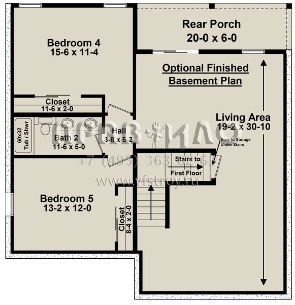 Проект двухэтажного дома без гаража в стиле Ранчо S5-169 (348-00309)