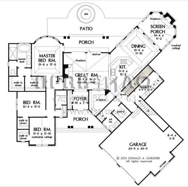 Проект одноэтажного дома с гаражом на две машины в стиле Ранчо S5-194 (2865-00182)