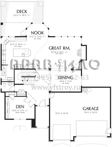Проект двухэтажного дома с гаражом на три и более машин в английском стиле S5-359 (2559-00537)