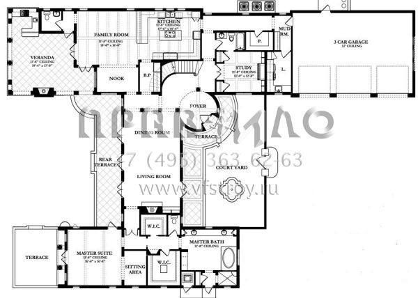 Проект двухэтажного дома с гаражом на три и более машин в современном стиле S5-445 (3978-00011)
