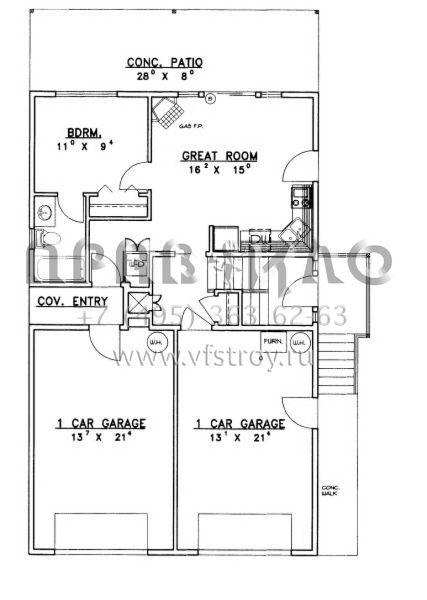 Проект трехэтажного дома с гаражом на две машины в стиле Шале S5-217 (039-00481)