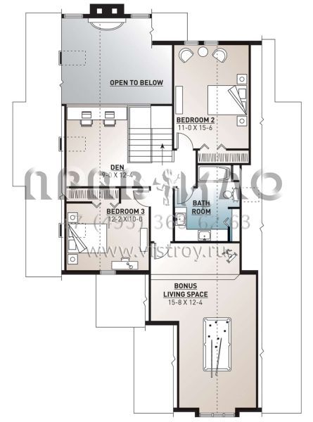 Проект двухэтажного дома с гаражом на две машины в стиле Ранчо S5-201 (034-01257)