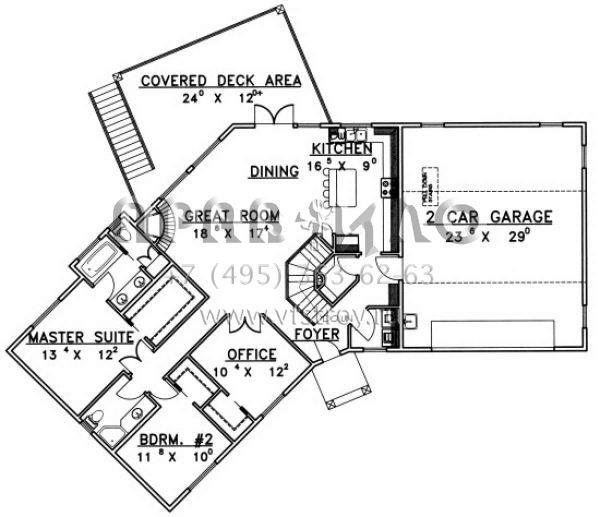 Проект одноэтажного дома с гаражом на две машины в стиле Ранчо S5-290 (039-00469)