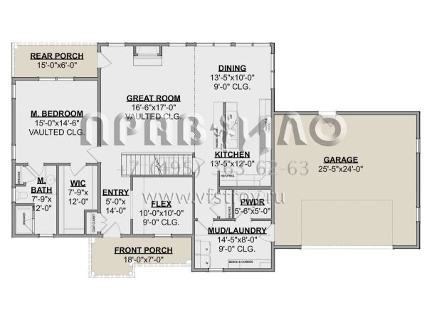Проект двухэтажного дома с гаражом на две машины в современном стиле S5-213 (1462-00019)