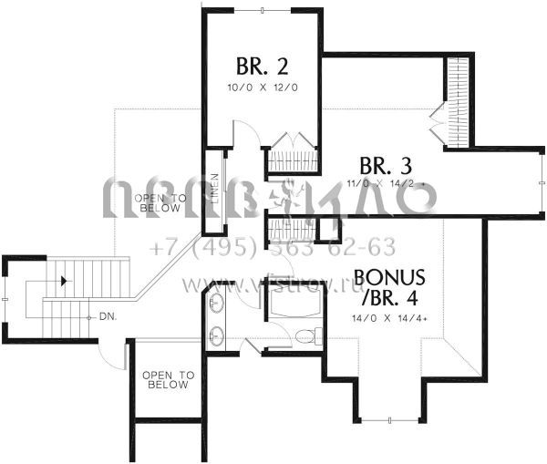 Проект двухэтажного дома с гаражом на три и более машин в стиле Ранчо S5-212 (2559-00323)