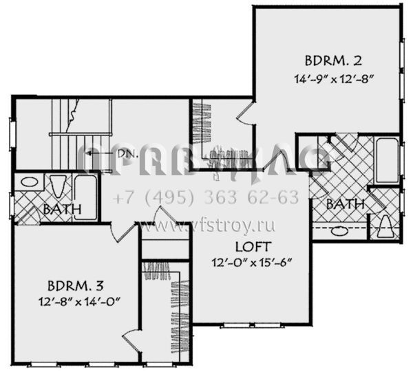 Проект двухэтажного дома с гаражом на две машины в американском стиле S5-258 (8594-00216)