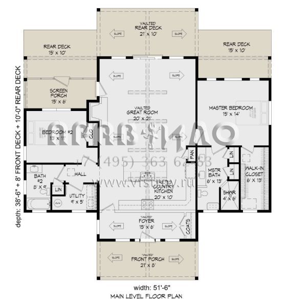 Проект одноэтажного дома без гаража в стиле Шале S5-146 (940-00543)