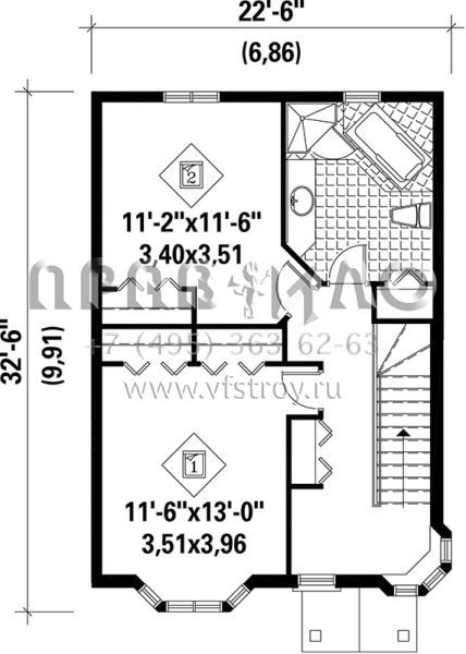 Проект двухэтажного дома без гаража в английском стиле S5-128 (6146-00152)