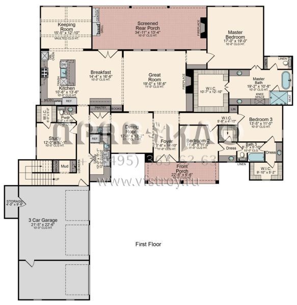 Проект двухэтажного дома с гаражом на три и более машин в современном стиле S5-428 (5995-00004)