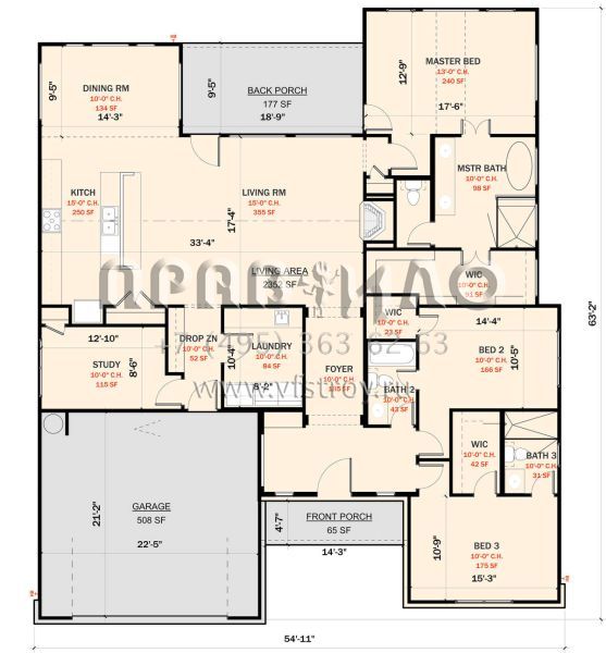 Проект одноэтажного дома с гаражом на две машины в стиле Ранчо S5-219 (881-00011)