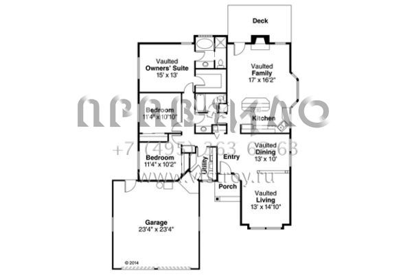 Проект одноэтажного дома с гаражом на две машины в стиле Ранчо S5-166 (035-00646)