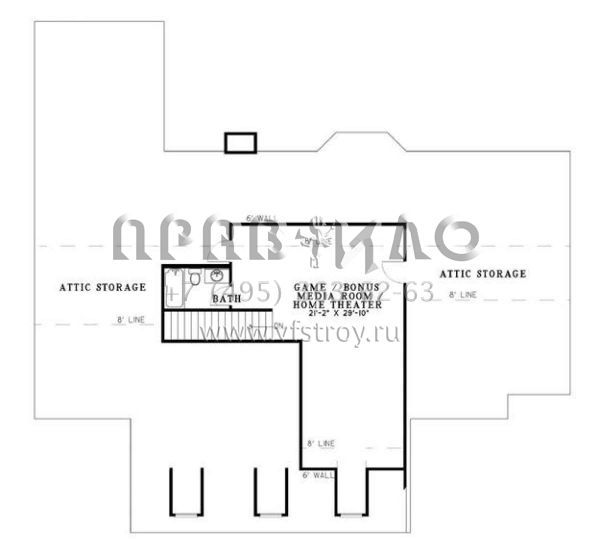 Проект двухэтажного дома с гаражом на две машины в стиле Ранчо S5-185 (110-00595)