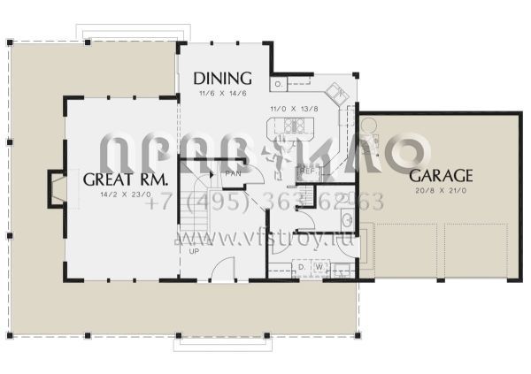 Проект двухэтажного дома с гаражом на две машины в стиле Ранчо S5-177 (2559-00913)