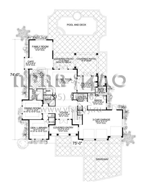 Проект двухэтажного дома с гаражом на три и более машин в современном стиле S5-463 (168-00060)