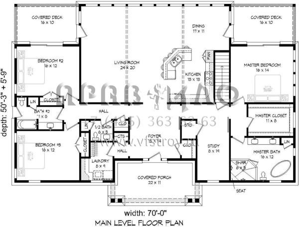 Проект одноэтажного дома с гаражом на две машины в стиле Ранчо S5-259 (940-00128)