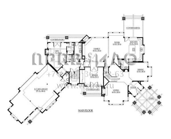 Проект двухэтажного дома с гаражом на три и более машин в современном стиле S5-552 (341-00293)