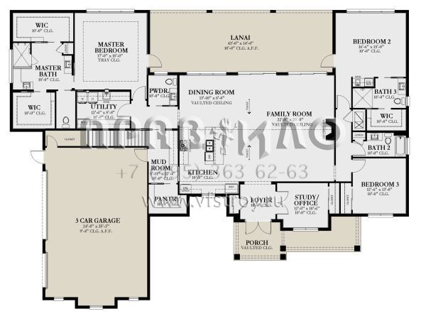 Проект двухэтажного дома с гаражом на три и более машин в американском стиле S5-367 (3978-00258)