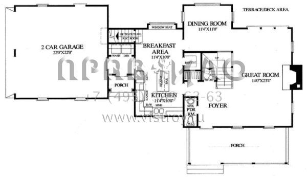 Проект двухэтажного дома с гаражом на две машины в стиле Ранчо S5-180 (7922-00152)