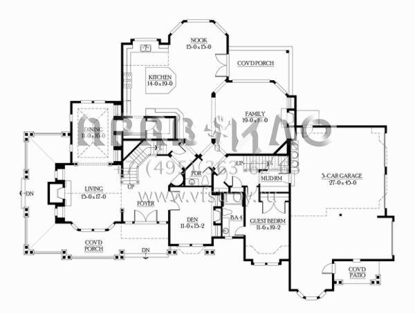 Проект двухэтажного дома с гаражом на три и более машин в современном стиле S5-488 (341-00026)
