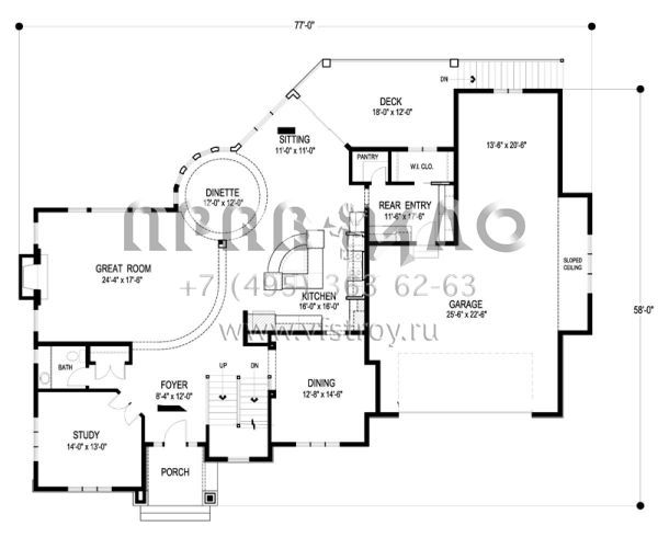 Проект двухэтажного дома с гаражом на три и более машин в американском стиле S5-353 (036-00225)