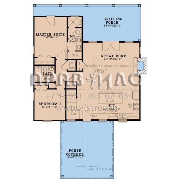 Проект одноэтажного дома без гаража в современном стиле S5-209 (8318-00330)