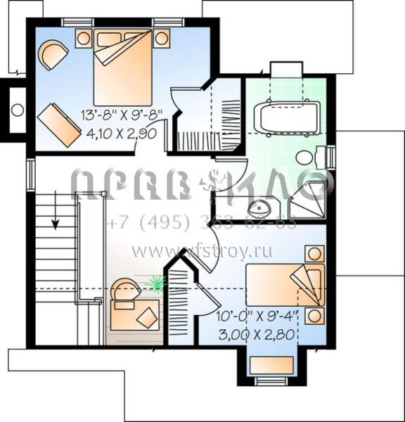 Проект двухэтажного дома без гаража в стиле Ранчо S5-111 (034-00772)