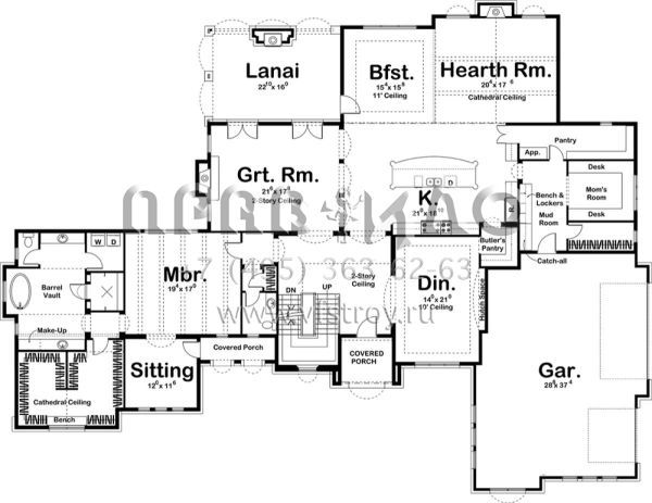Проект двухэтажного дома с гаражом на три и более машин в современном стиле S5-545 (963-00253)