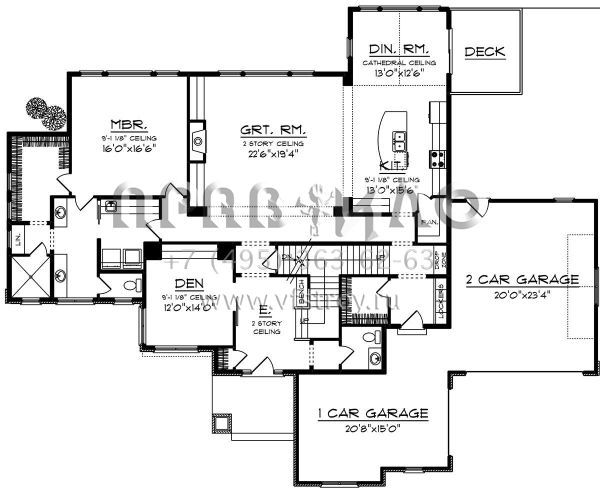 Проект двухэтажного дома с гаражом на три и более машин в американском стиле S5-358 (1020-00080)