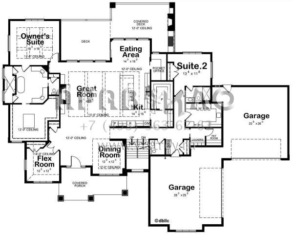 Проект двухэтажного дома с гаражом на три и более машин в американском стиле S5-385 (402-01553)