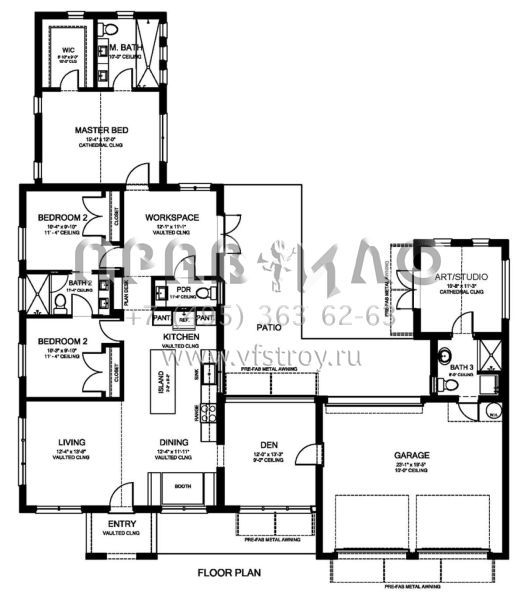 Проект одноэтажного дома с гаражом на две машины в английском стиле S5-174 (3978-00182)