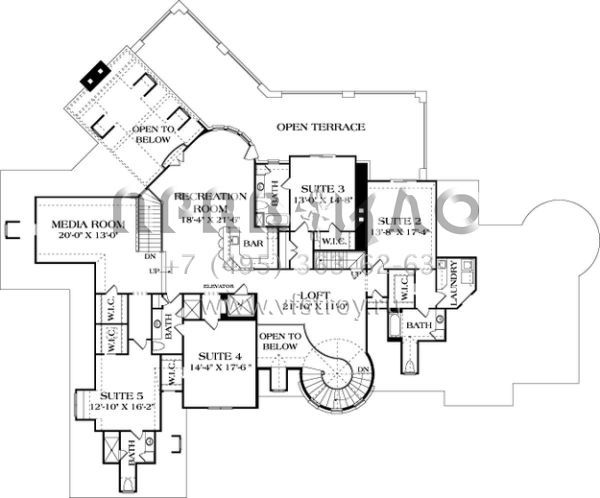 Проект трехэтажного дома с гаражом на три и более машин в стиле Ранчо S5-830 (3323-00561)