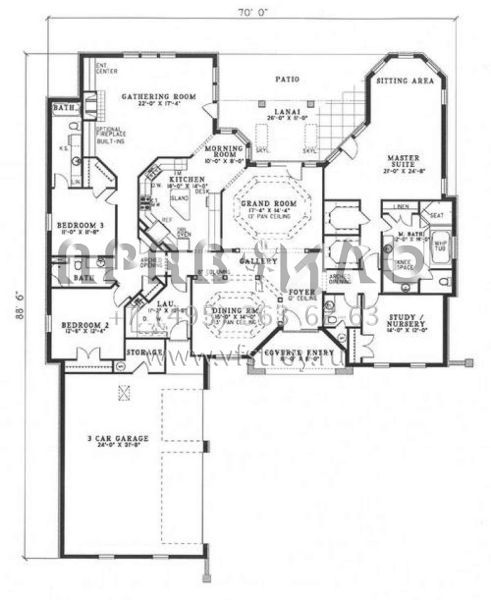 Проект одноэтажного дома с гаражом на три и более машин в стиле Ранчо S5-294 (110-00407)