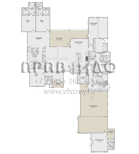 Проект одноэтажного дома с гаражом на три и более машин в английском стиле S5-378 (9300-00031)