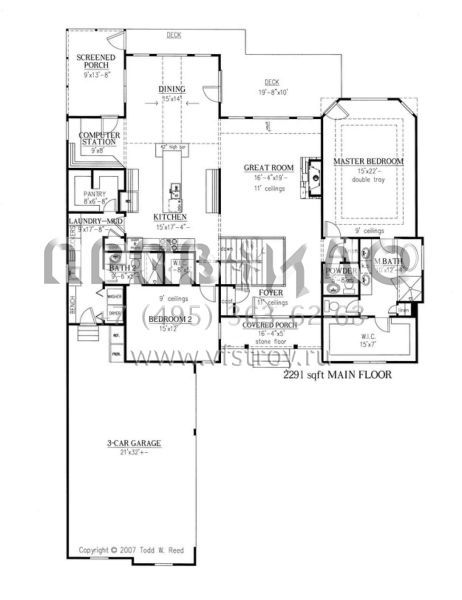 Проект одноэтажного дома с гаражом на три и более машин в стиле Ранчо S5-352 (286-00009)
