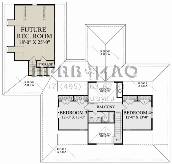 Проект двухэтажного дома с гаражом на две машины в стиле Ранчо S5-260 (7922-00240)