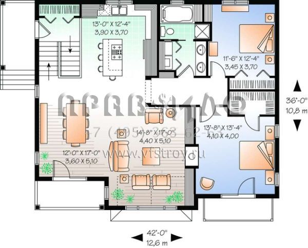 Проект одноэтажного дома с гаражом на две машины в современном стиле S5-212 (034-00888)