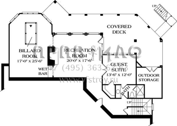 Проект двухэтажного дома с гаражом на три и более машин в стиле Ранчо S5-508 (3323-00417)