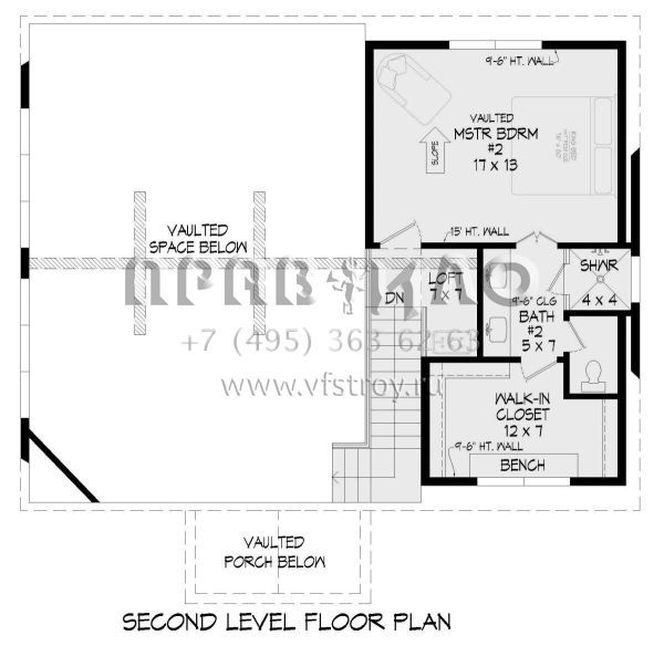 Проект двухэтажного дома без гаража в стиле Шале S5-171 (940-00515)