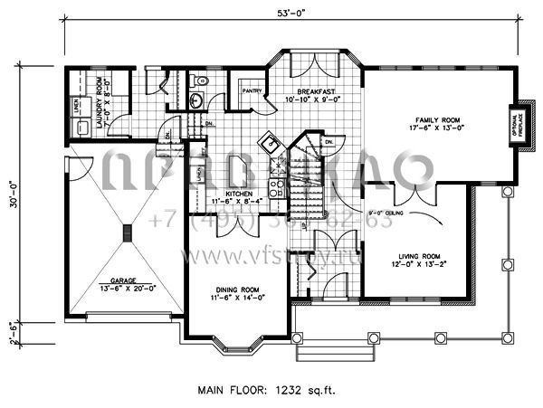 Проект двухэтажного дома с гаражом на одну машину в стиле Ранчо S5-218 (1785-00109)