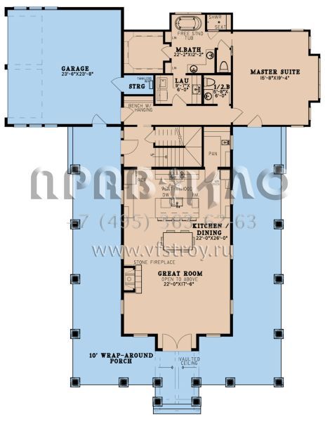 Проект двухэтажного дома с гаражом на две машины в стиле БарнХаус S5-280 (8318-00238)