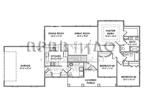Проект одноэтажного дома с гаражом на две машины в стиле Ранчо S5-143 (849-00058)