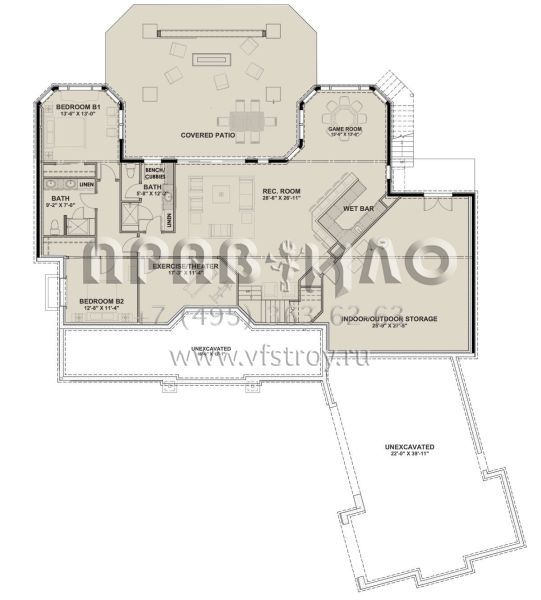 Проект одноэтажного дома с гаражом на три и более машин в американском стиле S5-242 (425-00005)