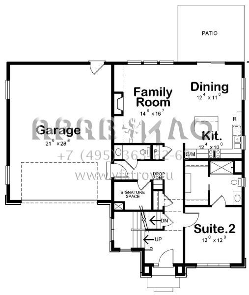 Проект двухэтажного дома с гаражом на две машины в стиле Ранчо S5-252 (402-01475)