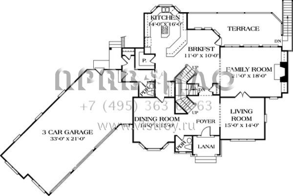 Проект двухэтажного дома с гаражом на три и более машин в английском стиле S5-502 (3323-00361)