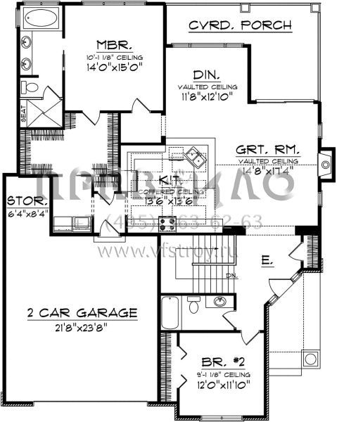 Проект одноэтажного дома с гаражом на две машины в современном стиле S5-150 (1020-00286)