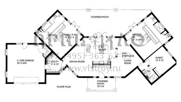 Проект одноэтажного дома с гаражом на две машины в современном стиле S5-247 (039-00593)