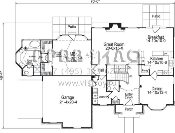 Проект двухэтажного дома с гаражом на две машины в стиле Ранчо S5-244 (5633-00030)