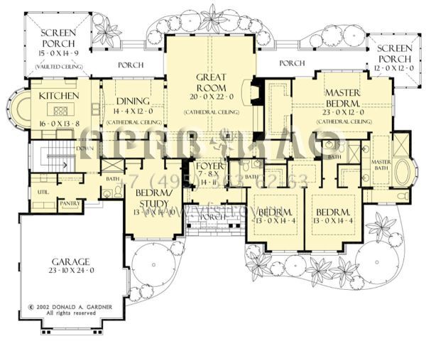 Проект одноэтажного дома с гаражом на две машины в стиле Ранчо S5-297 (2865-00355)