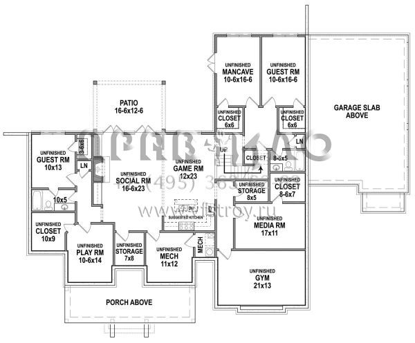 Проект одноэтажного дома с гаражом на три и более машин в современном стиле S5-231 (4195-00032)