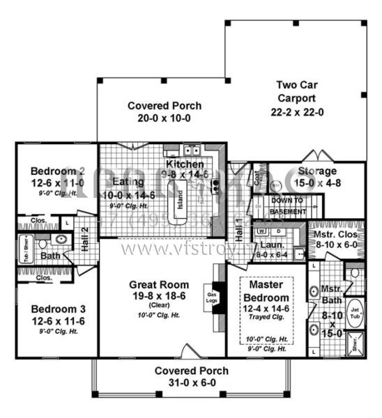 Проект одноэтажного дома с гаражом на две машины в стиле Ранчо S5-154 (348-00249)